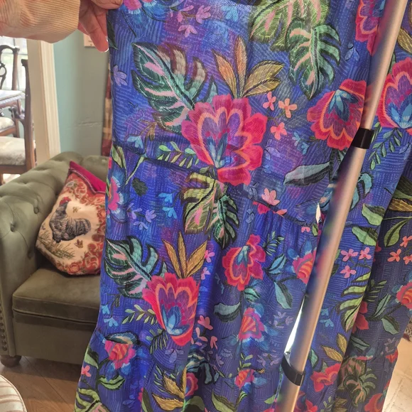 Johnny Was Blue Floral Wide_Legged Xl Striking Flowy Pants. Elastic Waist. - Picture 1 of 8
